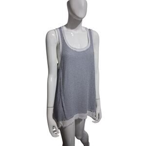 Umgee Nautical Tank Womens size‎ Large Stripe Asymmetrical Beachy Scoop Neck Top